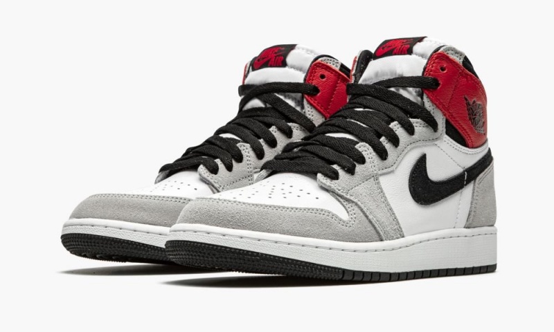 Nike Air Jordan 1 Retro High OG GS 'Light Smoke Grey' Schoenen Kinderen Wit Zwart Lichtgrijs Nederland | 452086-NWA