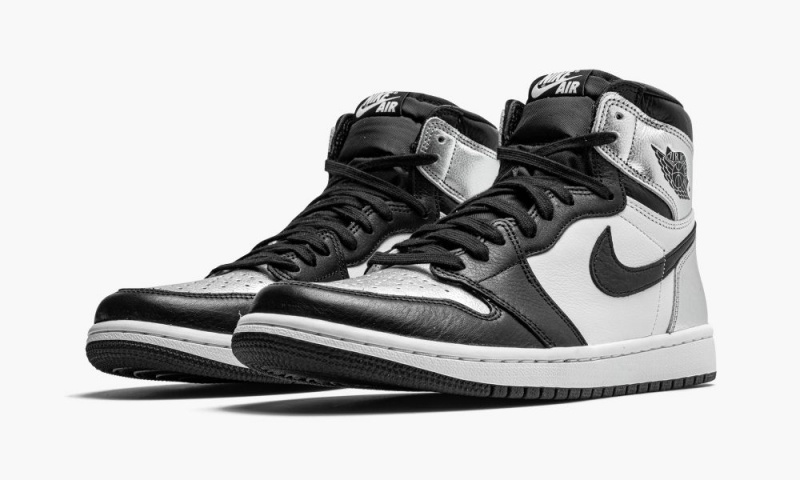 Nike Air Jordan 1 Retro High OG WM 'Silver Neus' Schoenen Dames Zwart Metal Zilver Wit Nederland | 754106-UCQ