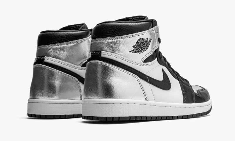 Nike Air Jordan 1 Retro High OG WM 'Silver Neus' Schoenen Dames Zwart Metal Zilver Wit Nederland | 754106-UCQ