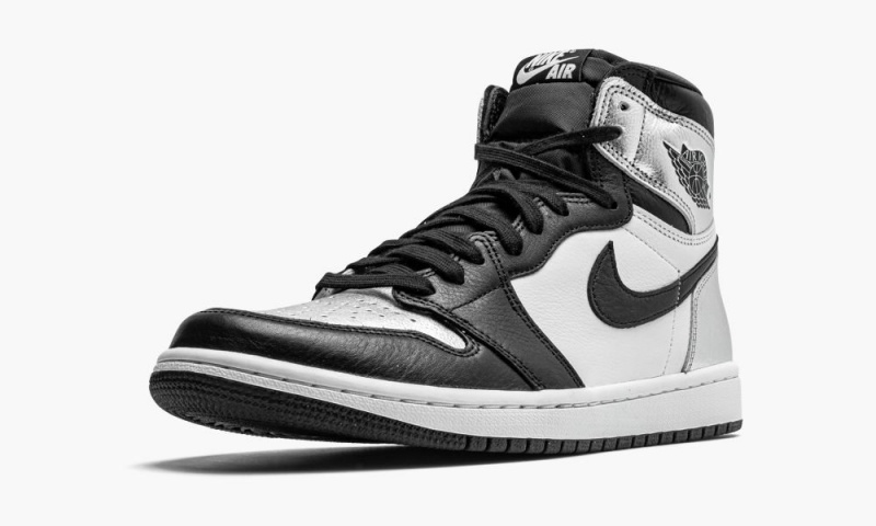 Nike Air Jordan 1 Retro High OG WM 'Silver Neus' Schoenen Dames Zwart Metal Zilver Wit Nederland | 754106-UCQ