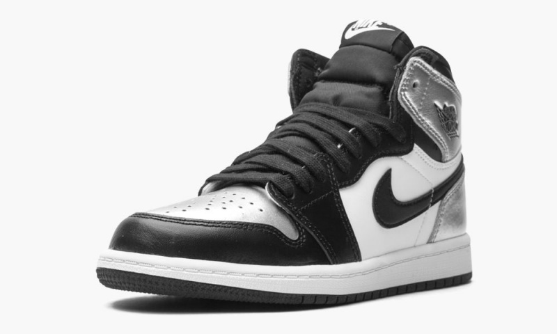 Nike Air Jordan 1 Retro High PS 'Silver Neus' Schoenen Kinderen Zwart Metal Zilver Wit Nederland | 965734-AVQ