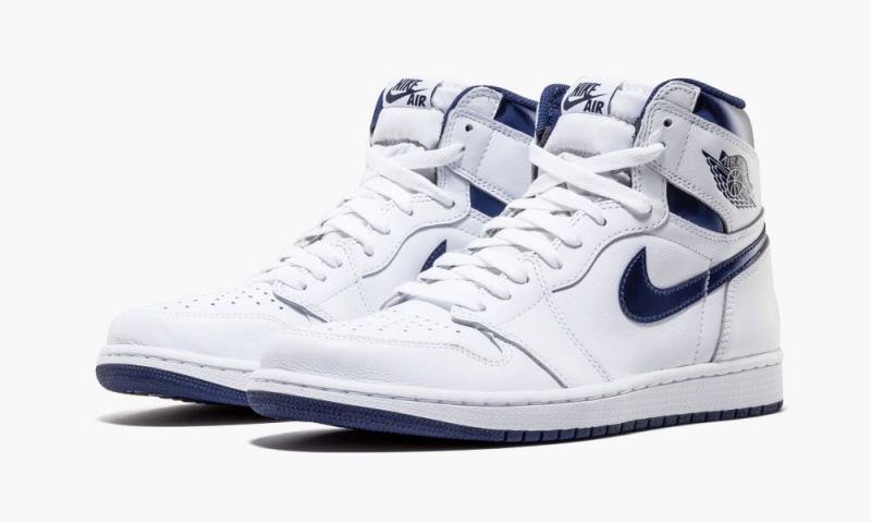 Nike Air Jordan 1 Retro 'Metallic Navy' Schoenen Heren Wit Donkerblauw Nederland | 493627-LFK
