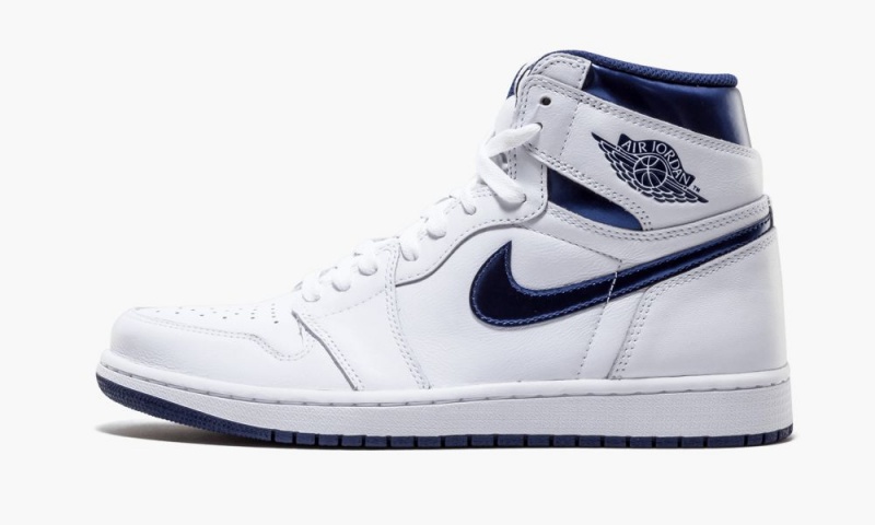 Nike Air Jordan 1 Retro \'Metallic Navy\' Schoenen Heren Wit Donkerblauw Nederland | 493627-LFK
