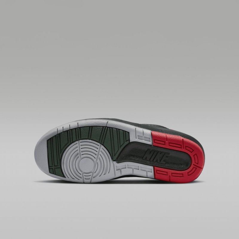 Nike Air Jordan 2 Retro Low Schoenen Kinderen Zwart Grijs Rood Nederland | 346295-HJQ