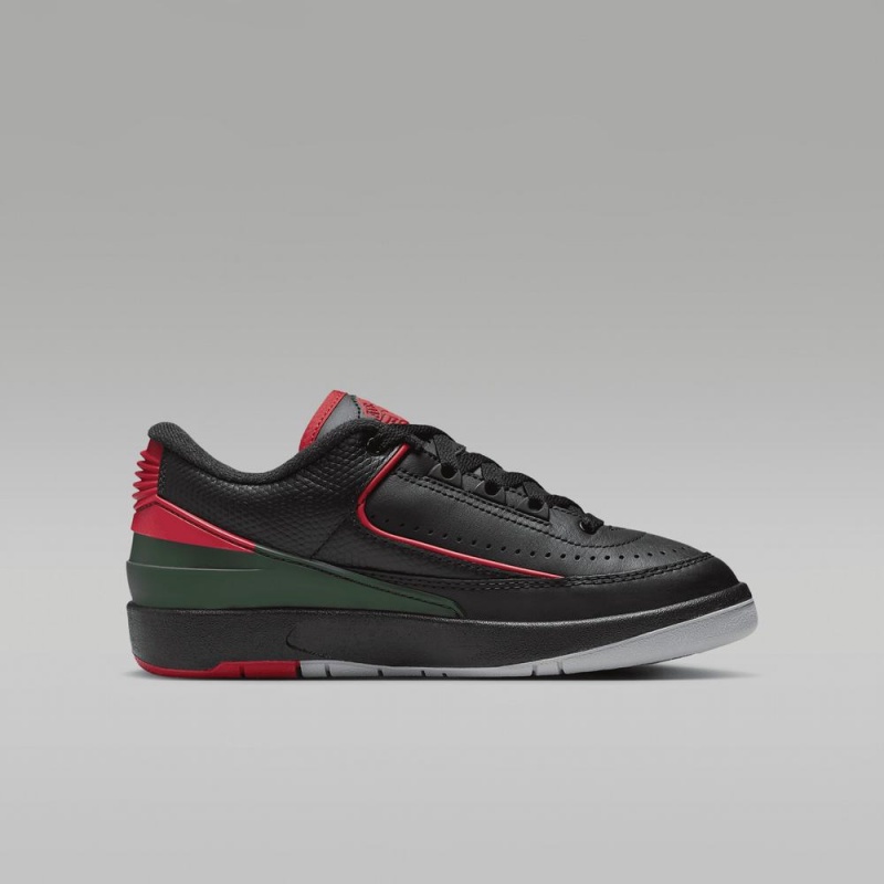 Nike Air Jordan 2 Retro Low Schoenen Kinderen Zwart Grijs Rood Nederland | 346295-HJQ