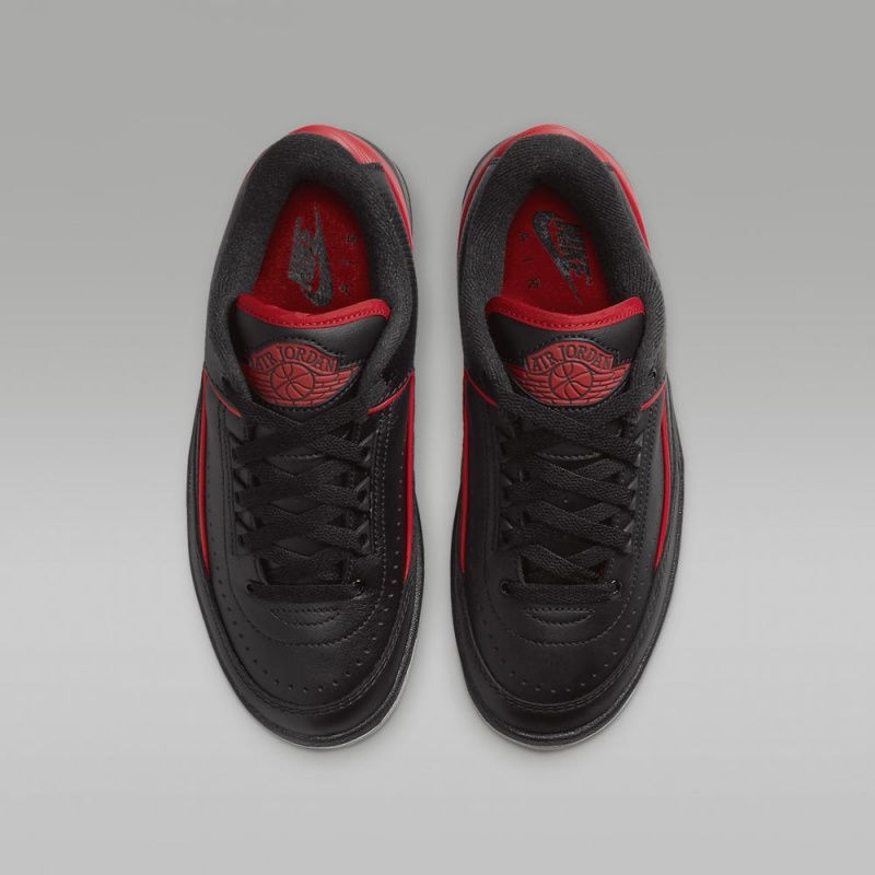 Nike Air Jordan 2 Retro Low Schoenen Kinderen Zwart Grijs Rood Nederland | 346295-HJQ