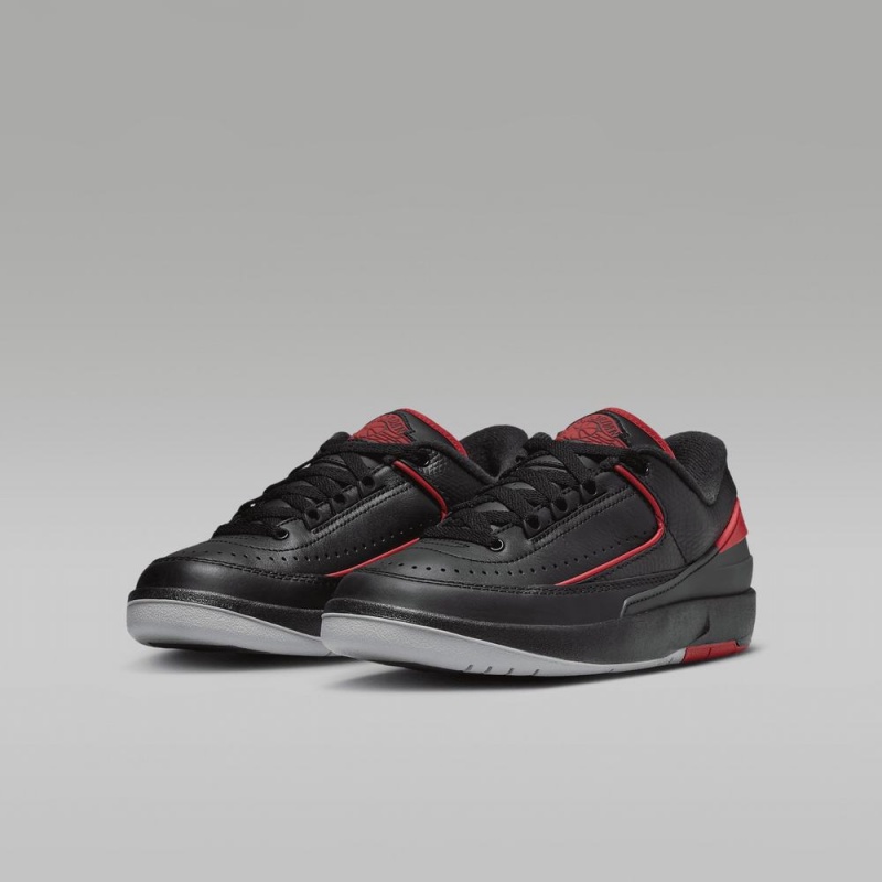 Nike Air Jordan 2 Retro Low Schoenen Kinderen Zwart Grijs Rood Nederland | 346295-HJQ