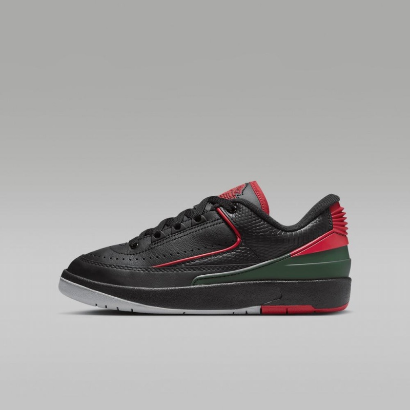 Nike Air Jordan 2 Retro Low Schoenen Kinderen Zwart Grijs Rood Nederland | 346295-HJQ