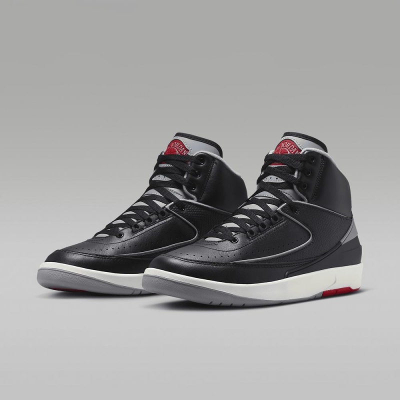 Nike Air Jordan 2 Retro Schoenen Heren Zwart Rood Grijs Nederland | 586237-LZB