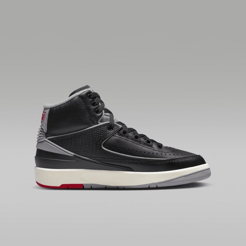 Nike Air Jordan 2 Retro Schoenen Kinderen Zwart Rood Grijs Nederland | 806529-LFQ