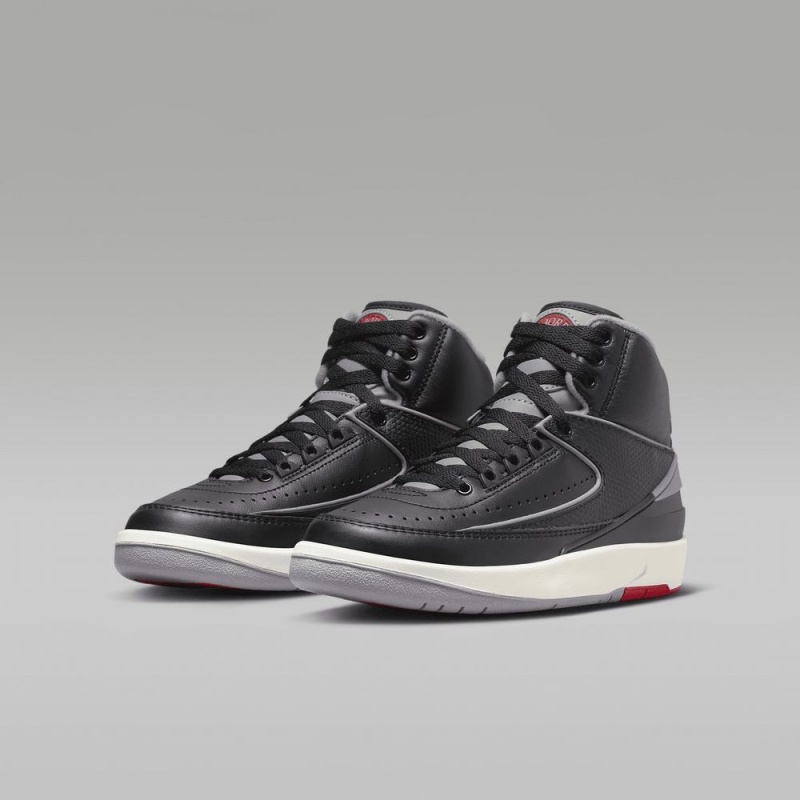Nike Air Jordan 2 Retro Schoenen Kinderen Zwart Rood Grijs Nederland | 806529-LFQ