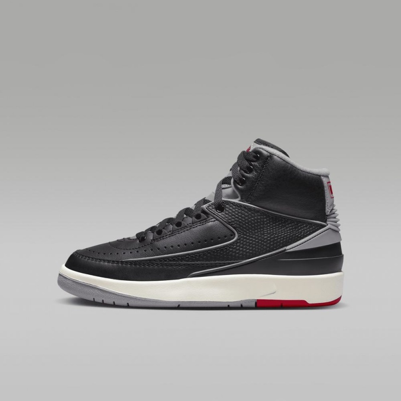 Nike Air Jordan 2 Retro Schoenen Kinderen Zwart Rood Grijs Nederland | 806529-LFQ
