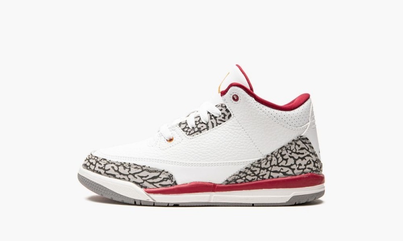 Nike Air Jordan 3 PS \'Cardinal\' Schoenen Kinderen Wit Diepgeel Rood Nederland | 194236-MOH