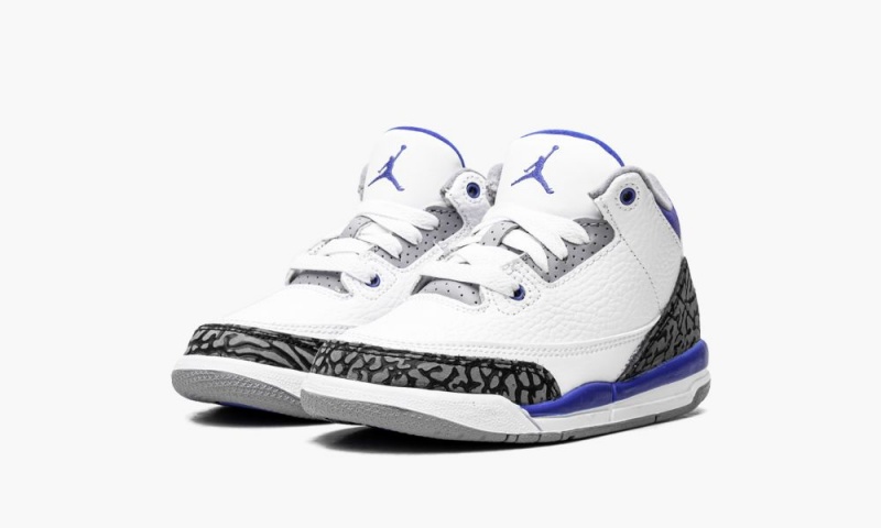Nike Air Jordan 3 PS 'Racer Blue' Schoenen Kinderen Wit Zwart Grijs Nederland | 871396-QVG