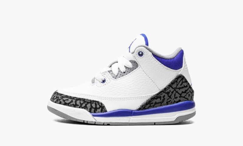 Nike Air Jordan 3 PS \'Racer Blue\' Schoenen Kinderen Wit Zwart Grijs Nederland | 871396-QVG