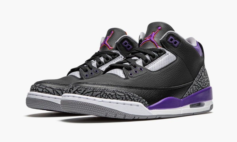 Nike Air Jordan 3 Retro 'Court Purple' Schoenen Heren Zwart Grijs Wit Nederland | 825476-QJB