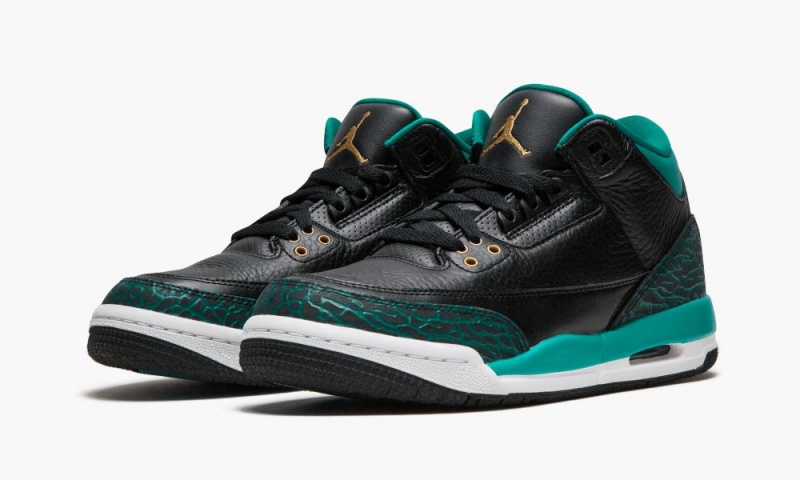 Nike Air Jordan 3 Retro GG Schoenen Kinderen Zwart Metal Goud Turquoise Nederland | 386195-BNR