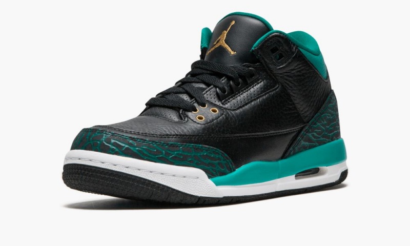 Nike Air Jordan 3 Retro GG Schoenen Kinderen Zwart Metal Goud Turquoise Nederland | 386195-BNR
