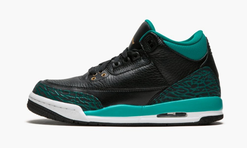 Nike Air Jordan 3 Retro GG Schoenen Kinderen Zwart Metal Goud Turquoise Nederland | 386195-BNR