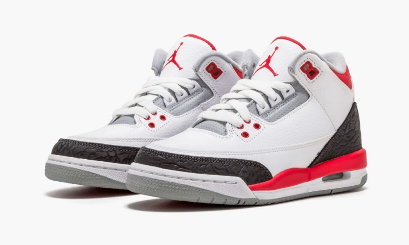 Nike Air Jordan 3 Retro (GS) 'Fire Red' Schoenen Kinderen Wit Rood Zilver Zwart Nederland | 983602-SAT