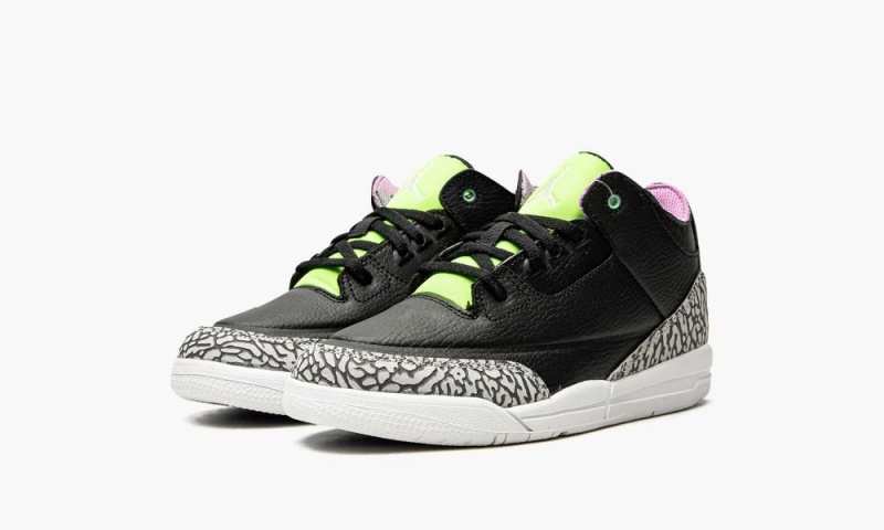 Nike Air Jordan 3 Retro SE PS 'Electric Green' Schoenen Kinderen Zwart Wit Groen Nederland | 237406-VJH