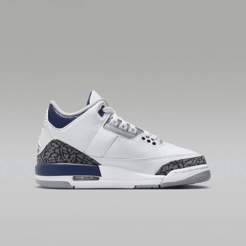 Nike Air Jordan 3 Retro Schoenen Kinderen Wit Blauw Nederland | 362807-GPY