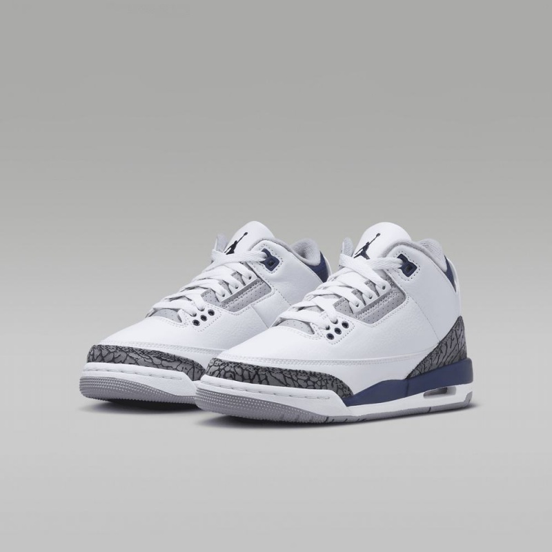 Nike Air Jordan 3 Retro Schoenen Kinderen Wit Blauw Nederland | 362807-GPY
