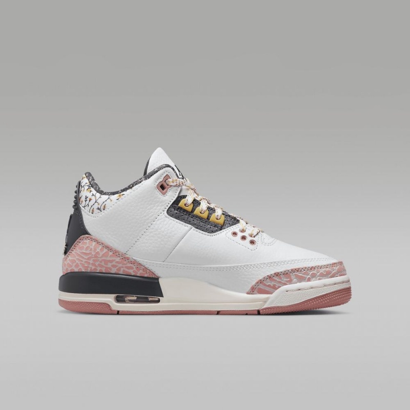 Nike Air Jordan 3 Retro Schoenen Kinderen Wit Rood Donkergrijs Nederland | 805213-KDA
