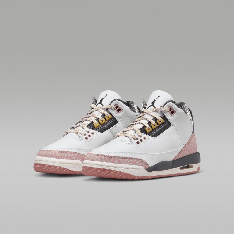 Nike Air Jordan 3 Retro Schoenen Kinderen Wit Rood Donkergrijs Nederland | 805213-KDA