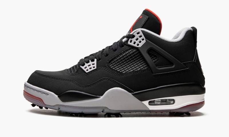 Nike Air Jordan 4 Golf \'Bred\' Schoenen Heren Zwart Rood Grijs Nederland | 745239-EJA