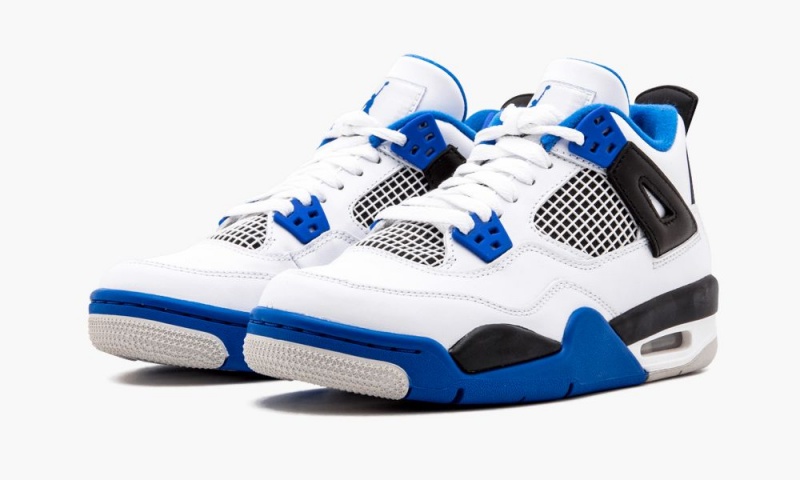 Nike Air Jordan 4 Retro BG 'Motorsport' Schoenen Kinderen Wit Koningsblauw Zwart Nederland | 715409-WYN