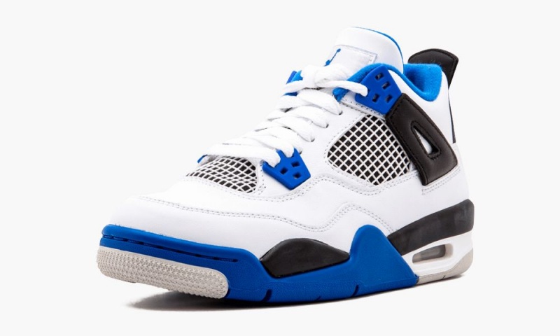 Nike Air Jordan 4 Retro BG 'Motorsport' Schoenen Kinderen Wit Koningsblauw Zwart Nederland | 715409-WYN