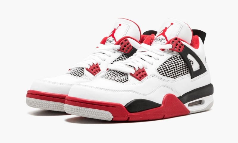 Nike Air Jordan 4 Retro 'Fire Red' Schoenen Heren Wit Rood Zwart Nederland | 160397-TWH