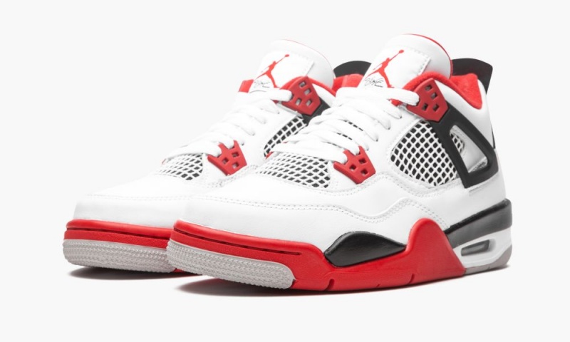 Nike Air Jordan 4 Retro GS 'Fire Red' Schoenen Kinderen Wit Rood Zwart Grijs Nederland | 462583-FDZ