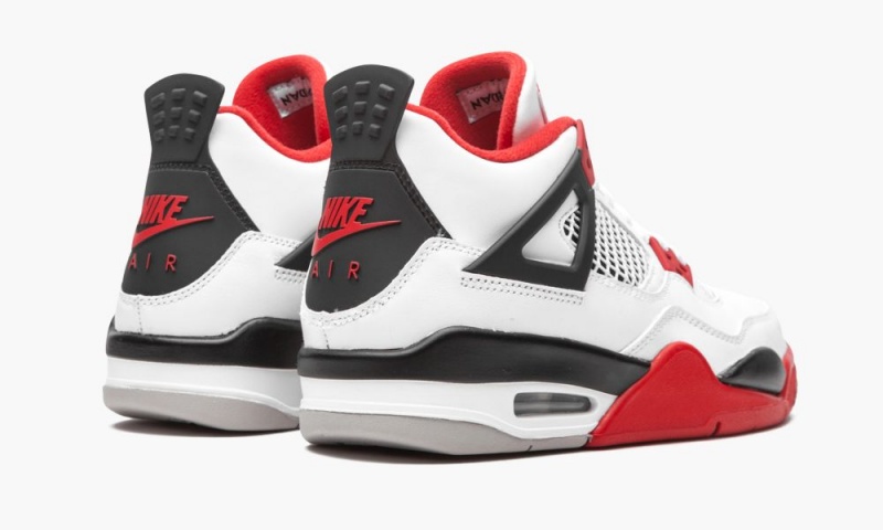 Nike Air Jordan 4 Retro GS 'Fire Red' Schoenen Kinderen Wit Rood Zwart Grijs Nederland | 462583-FDZ