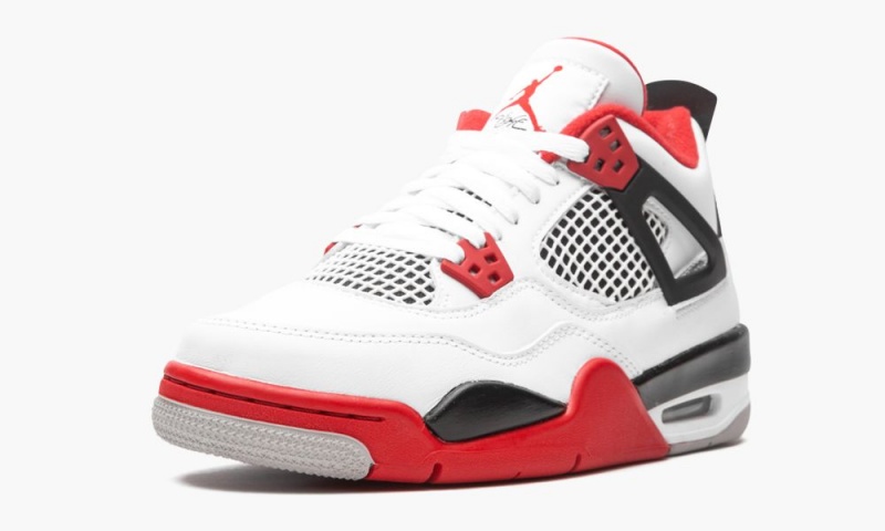 Nike Air Jordan 4 Retro GS 'Fire Red' Schoenen Kinderen Wit Rood Zwart Grijs Nederland | 462583-FDZ