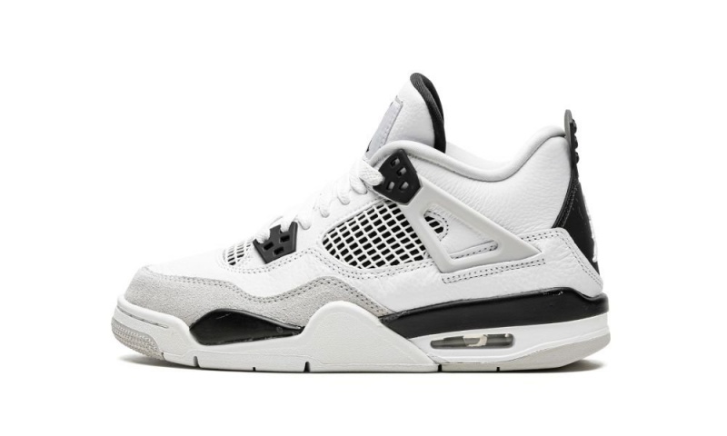 Nike Air Jordan 4 Retro GS 'Military Black' Schoenen Kinderen Wit Zwart Grijs Nederland | 387109-QFV