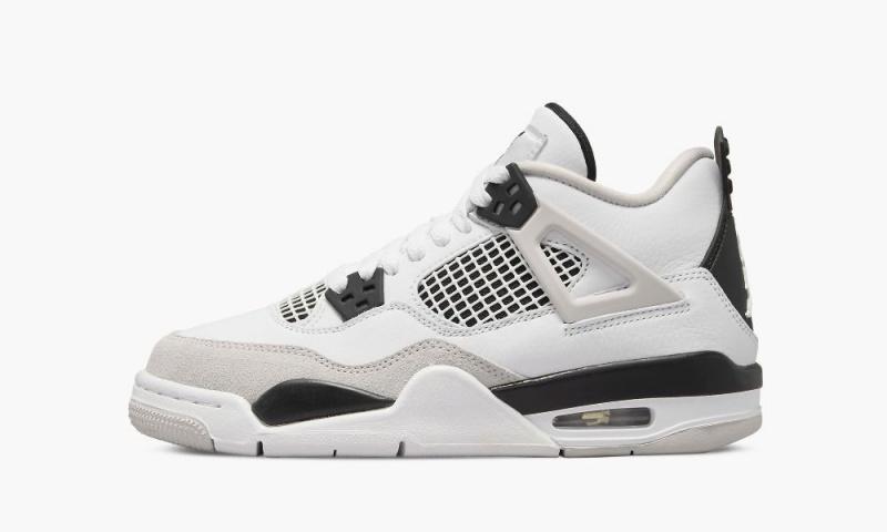 Nike Air Jordan 4 Retro GS 'Military Black' Schoenen Kinderen Wit Zwart Grijs Nederland | 387109-QFV