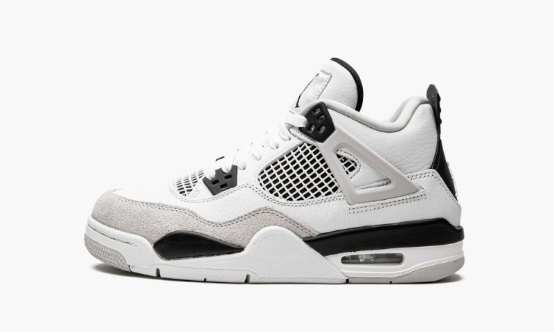 Nike Air Jordan 4 Retro GS 'Military Black' Schoenen Kinderen Wit Zwart Grijs Nederland | 387109-QFV