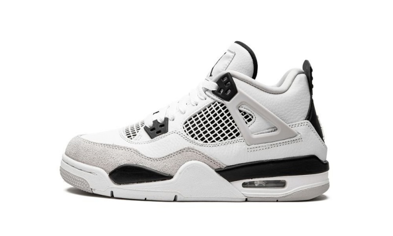 Nike Air Jordan 4 Retro GS \'Military Black\' Schoenen Kinderen Wit Zwart Grijs Nederland | 387109-QFV