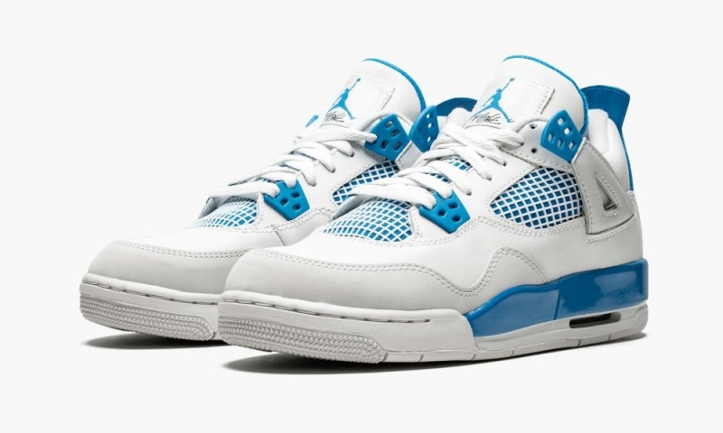 Nike Air Jordan 4 Retro GS 'Military' Schoenen Kinderen Wit Blauw Grijs Nederland | 692715-GHD