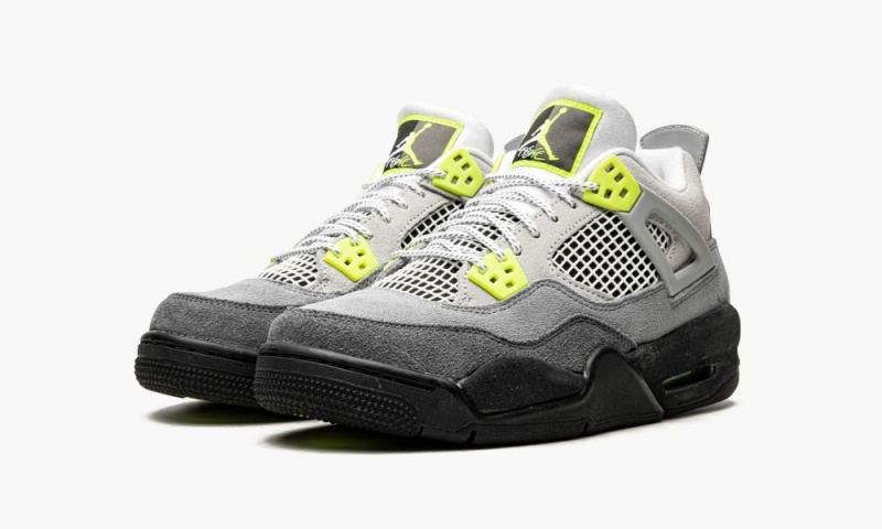 Nike Air Jordan 4 Retro GS 'Neon' Schoenen Kinderen Grijs Nederland | 283147-LJC