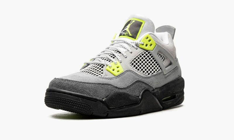 Nike Air Jordan 4 Retro GS 'Neon' Schoenen Kinderen Grijs Nederland | 283147-LJC