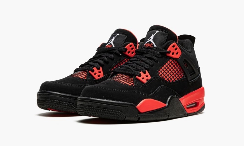 Nike Air Jordan 4 Retro GS 'Red Thunder' Schoenen Kinderen Zwart Wit Rood Nederland | 605124-KSF