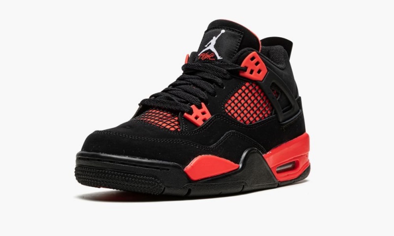Nike Air Jordan 4 Retro GS 'Red Thunder' Schoenen Kinderen Zwart Wit Rood Nederland | 605124-KSF