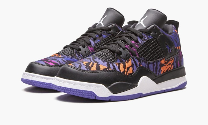 Nike Air Jordan 4 Retro PS 'Black Rush Violet' Schoenen Kinderen Zwart Wit Paars Nederland | 542097-FHN
