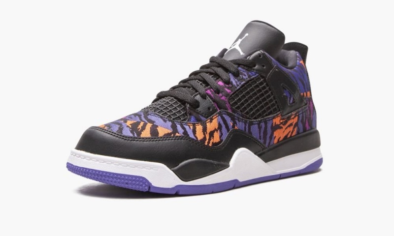 Nike Air Jordan 4 Retro PS 'Black Rush Violet' Schoenen Kinderen Zwart Wit Paars Nederland | 542097-FHN