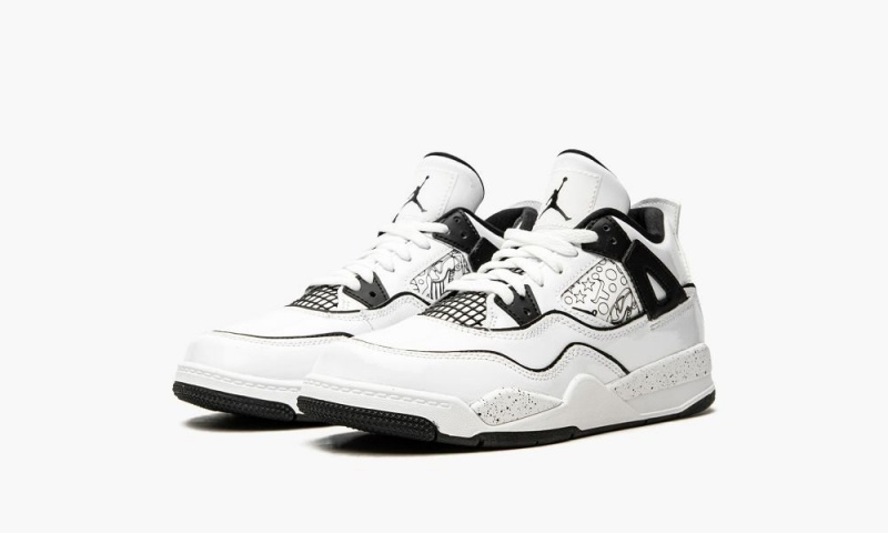 Nike Air Jordan 4 Retro PS 'DIY' Schoenen Kinderen Wit Zwart Nederland | 165938-NHU