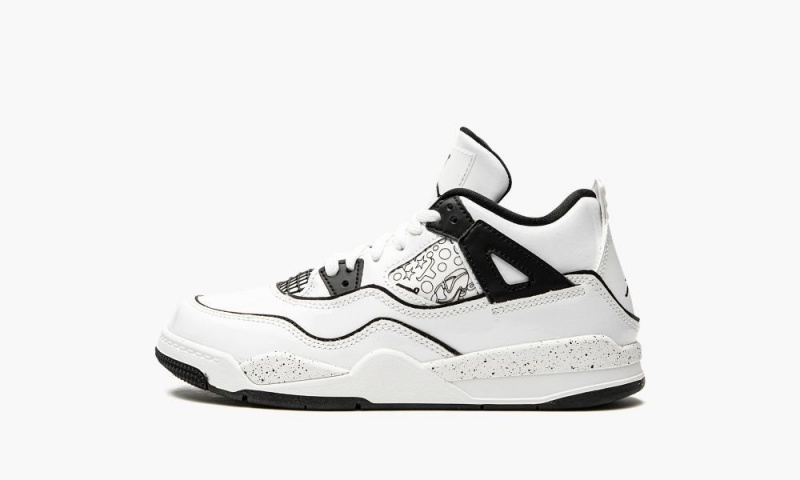 Nike Air Jordan 4 Retro PS \'DIY\' Schoenen Kinderen Wit Zwart Nederland | 165938-NHU