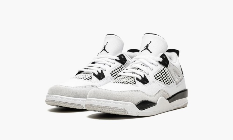 Nike Air Jordan 4 Retro PS 'Military Black' Schoenen Kinderen Wit Zwart Grijs Nederland | 712398-QNI